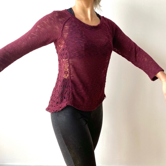 Maroon Boho 3/4 Sleeve - Picture 1 of 6